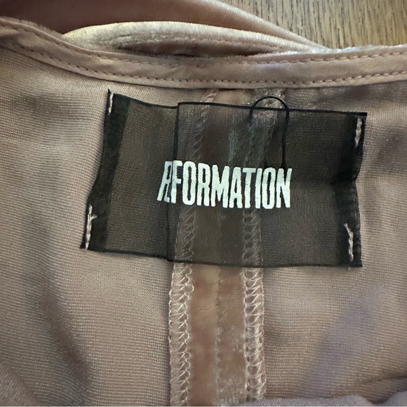 Reformation tan/pink wrap Velvet mini unlined Skirt size medium side tie - Picture 2 of 5